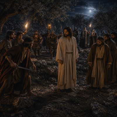 The arrest of Jesus in Gethsemane