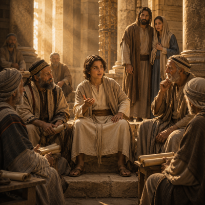 Jesus as a boy in the Temple